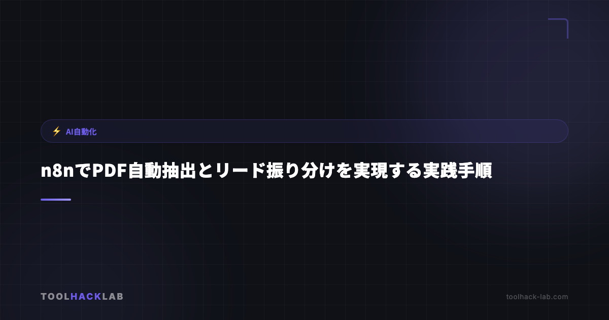 n8nでPDF自動抽出とリード振り分けを実現する実践手順 アイキャッチ画像